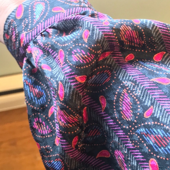 Vintage 80s 100% Silk purple Paisley matching Blouse and skirt suit set - Picture 4 of 7